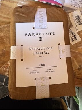 Parachute Relaxed Linen Sham Set - pecan NWT